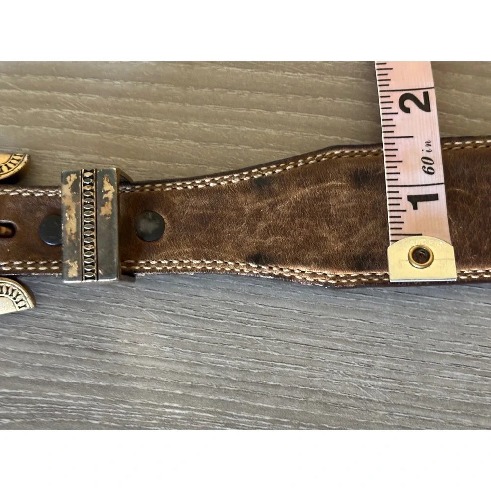 VTG Tony Lama Small Western Leather Belt Brass Buckle Sundance Western‎ Style